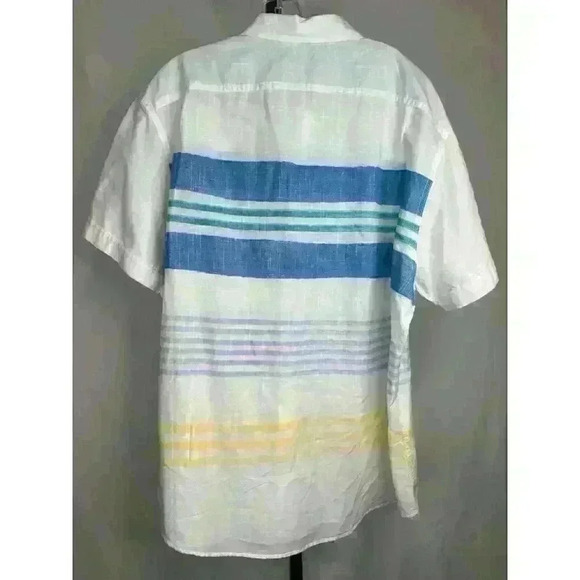 Izod Saltwater Mens Striped Short Sleeve Button Down Shirt‎ Size XXL - Picture 2 of 6